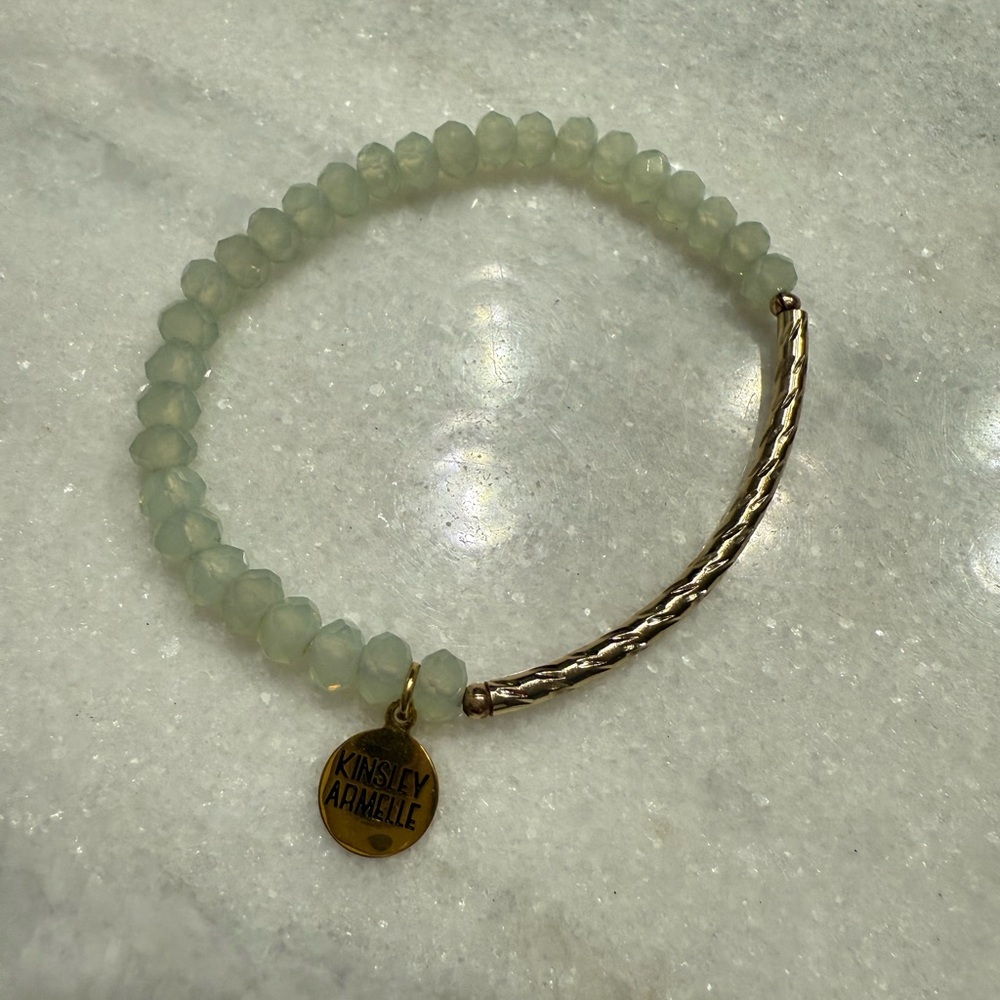 Kinsley Armelle Gold and Green Beaded Bracelet